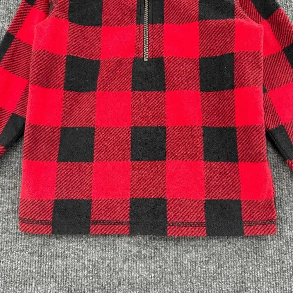 Carters Fleece 1/4 Zip Pullover Jacket Size 4T Buffalo Plaid Red Black
